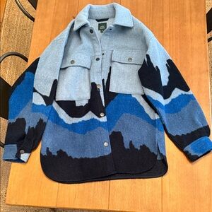 Wild Favle Blue Patterned Shacket